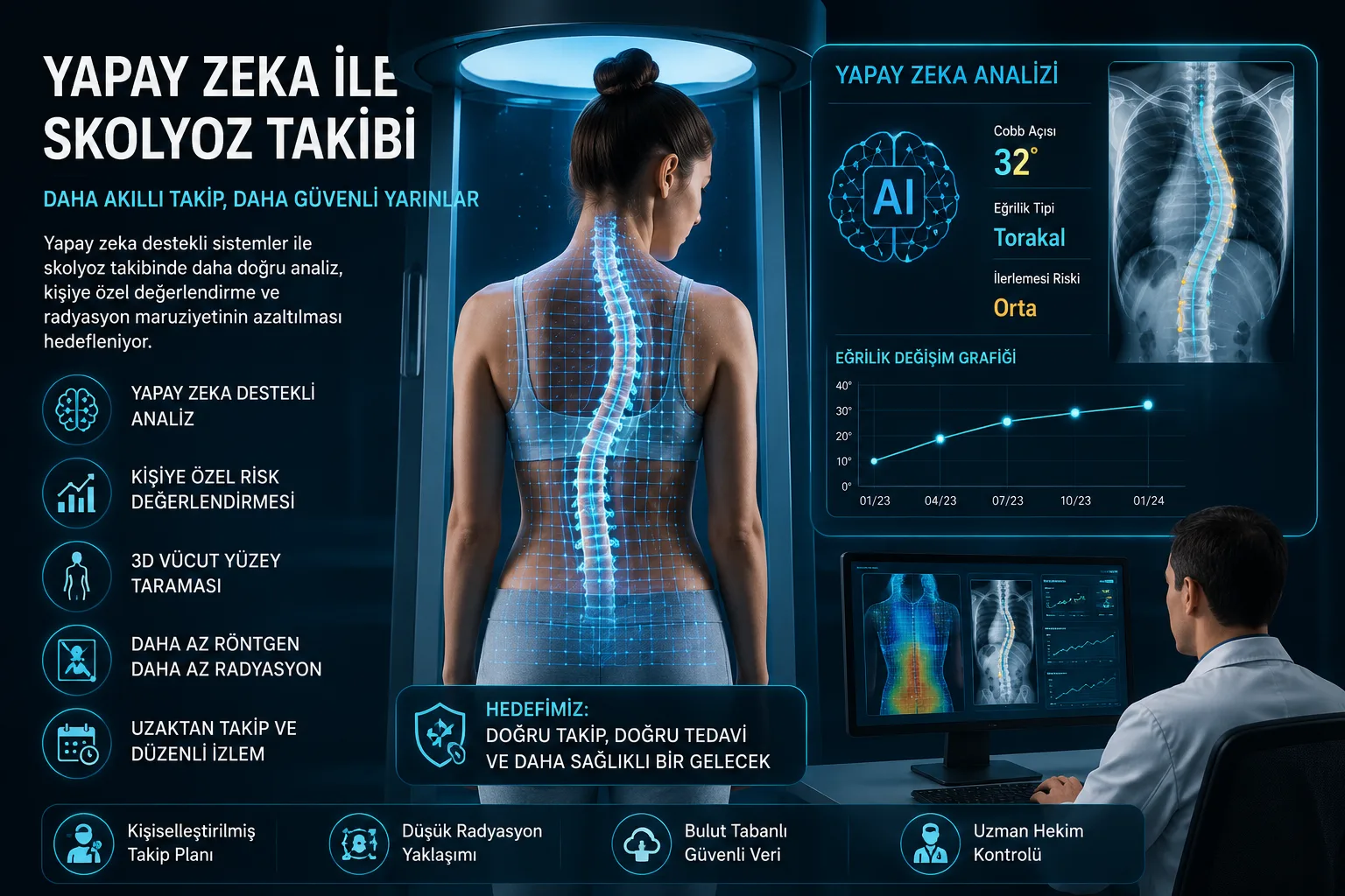 Yapay zeka ile skolyoz hastalarının takiplerinde röntgen sayısını azaltmak